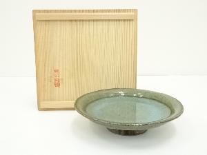 廣永窯造　草青磁台鉢（共箱）